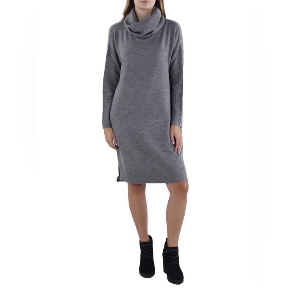 French Connection Gray Tunic Knit Sweater Dress